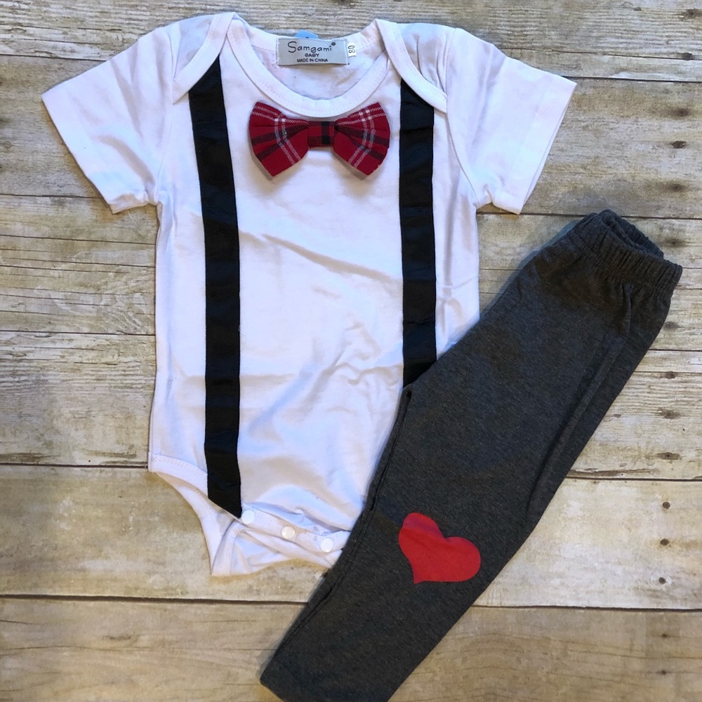 Heart Toddler boy onesie and pant set